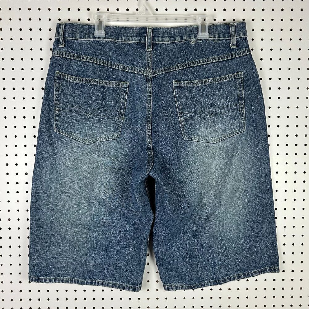 Vibes Baggy Jean Shorts 38 Jorts Wide‎ Leg Skate Y2K Grunge Cyber Punk 90s Blue